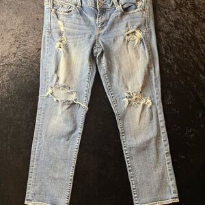 Aerie Light Blue Distressed Ankle Jeans